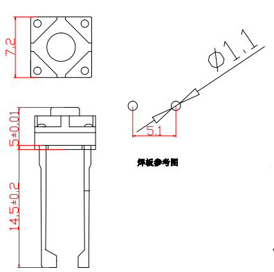 輕觸開關(guān)TS-1101E_參考圖紙